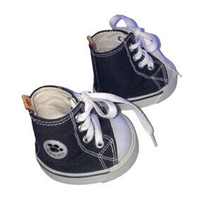 BUILD A BEAR Sneakers Shoes Black White Canvas High Top BABW NEW